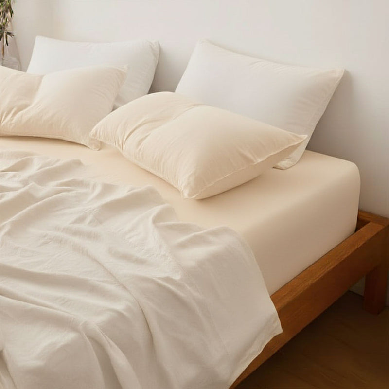 Egyptian cotton bed sheet set - off-white